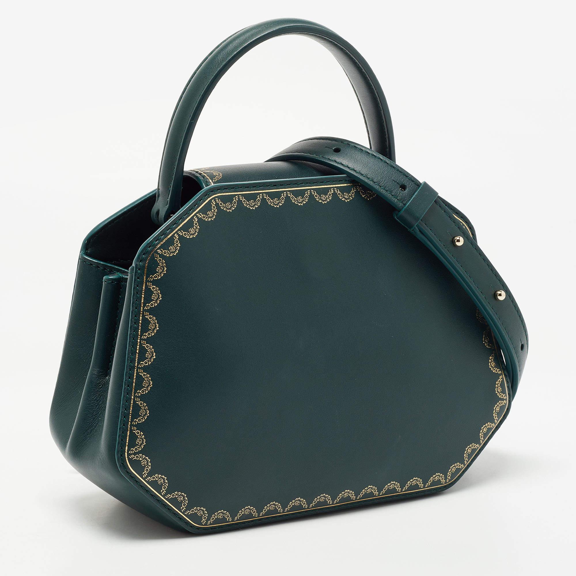 Women's Cartier Green Leather Mini Guirlande De Cartier Top Handle Bag