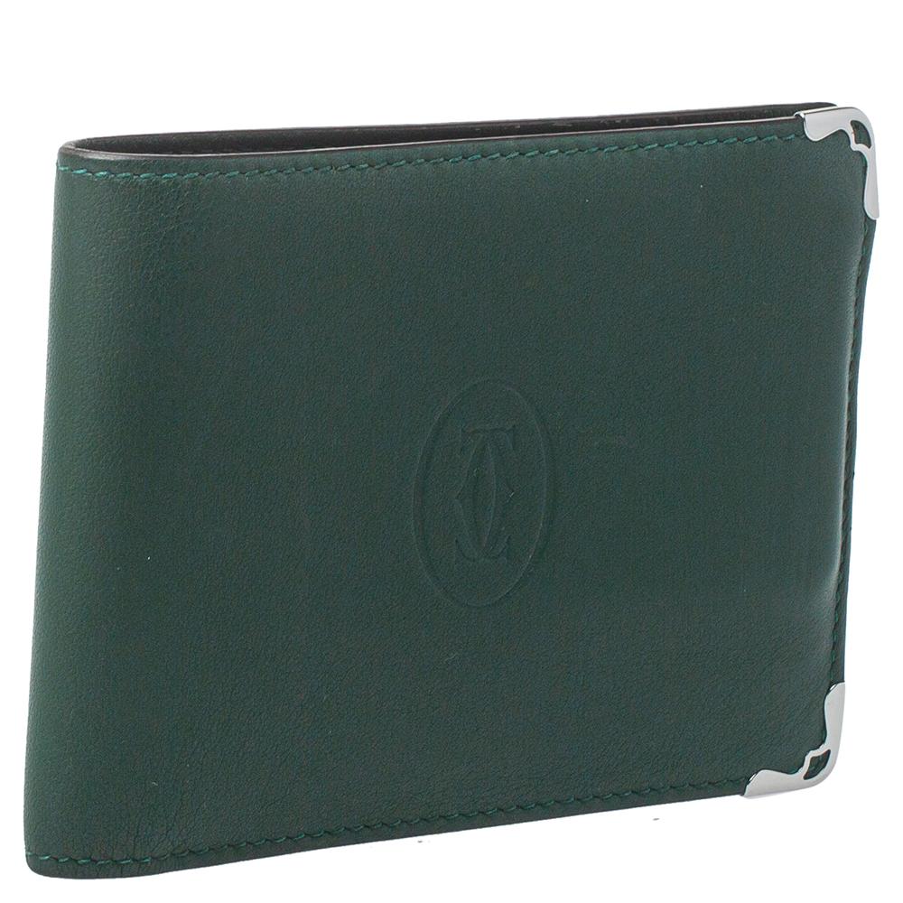 Cartier Green Leather Must De Cartier Bifold Wallet 2