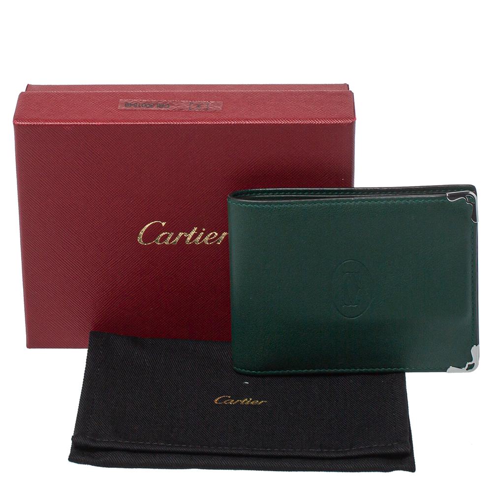 Cartier Green Leather Must De Cartier Bifold Wallet 3