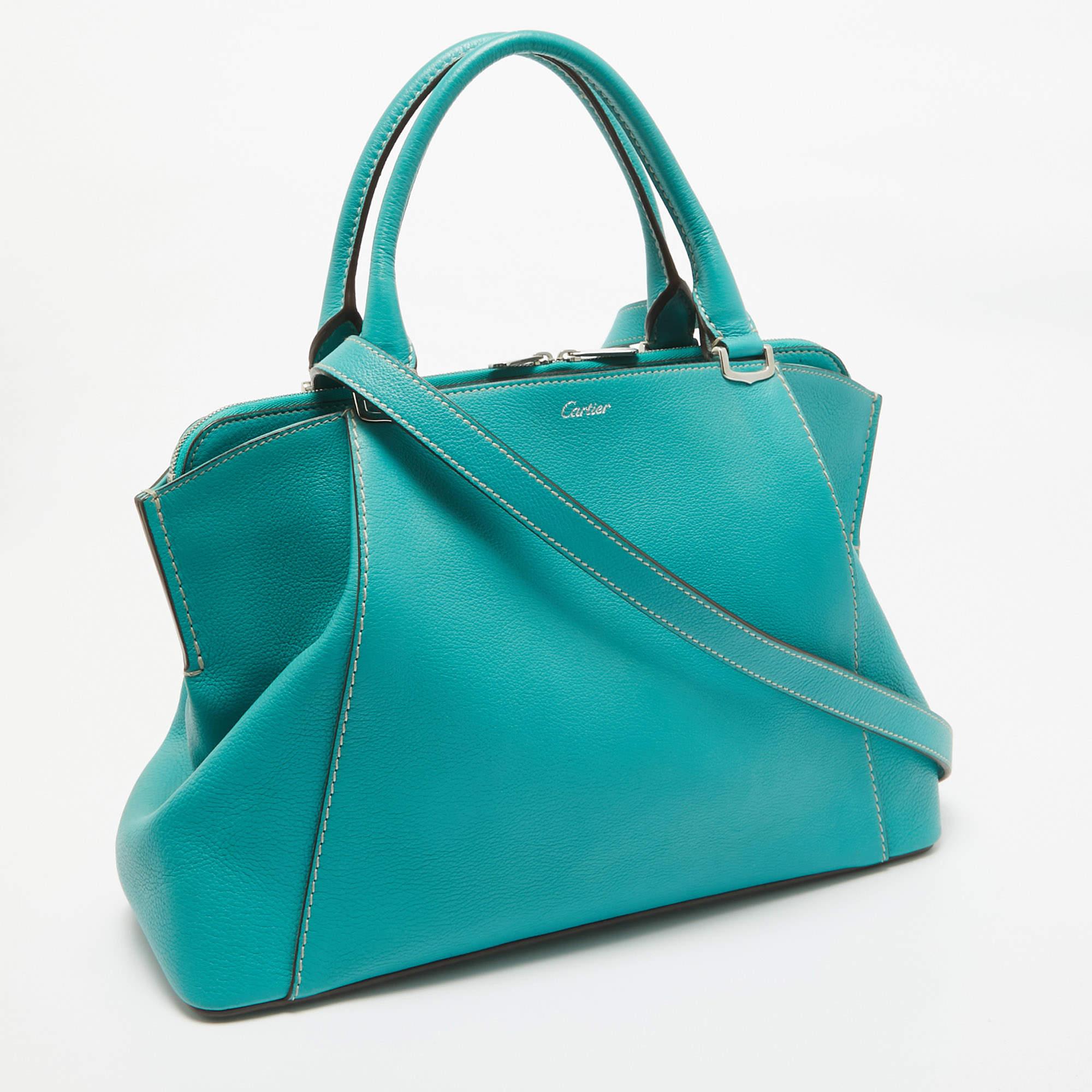 Cartier Green Leather Small C De Cartier Bag In Good Condition In Dubai, Al Qouz 2