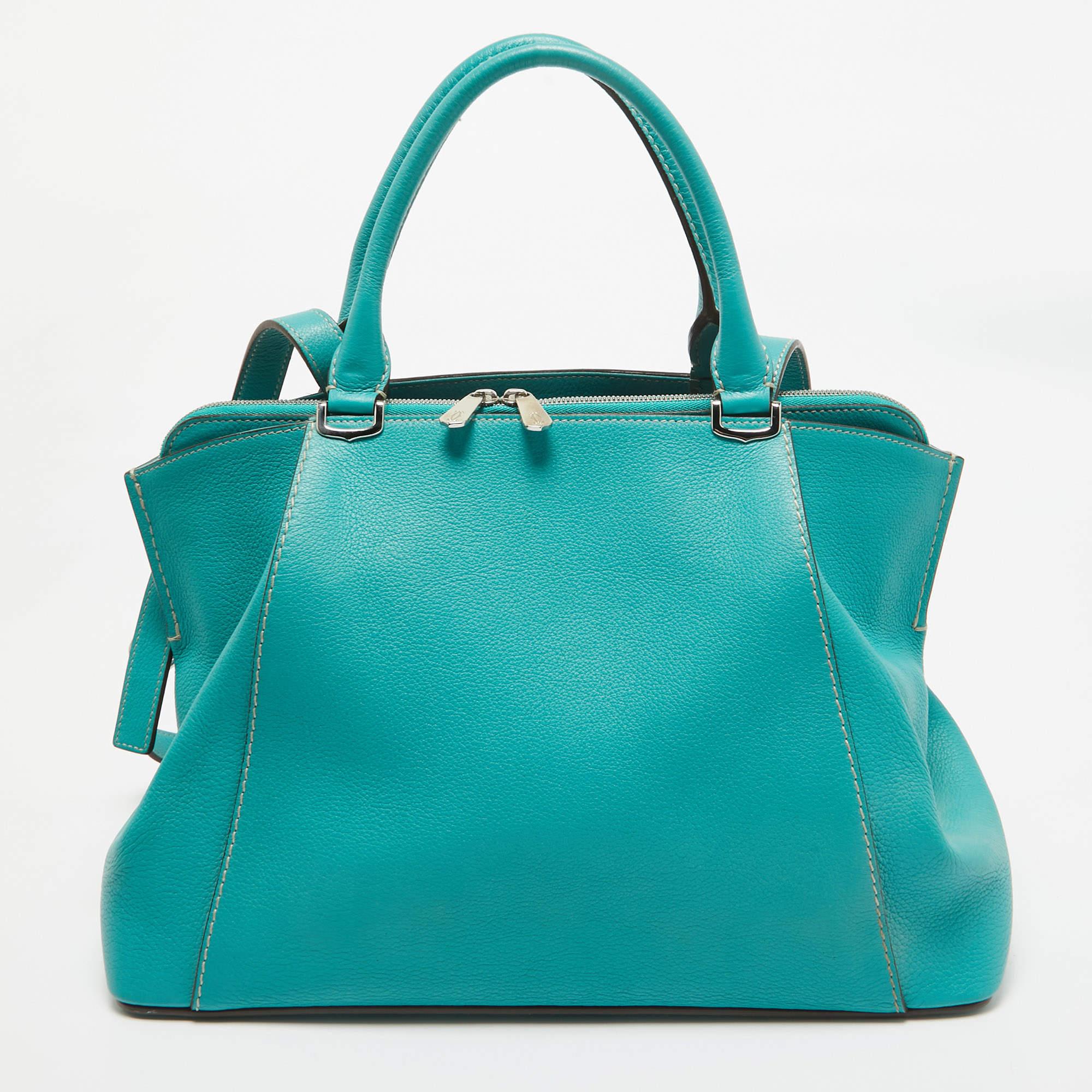 Women's Cartier Green Leather Small C De Cartier Bag