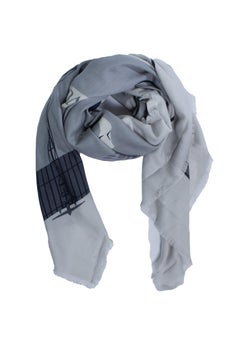 Cartier, grey bon voyage wool fringed scarf
