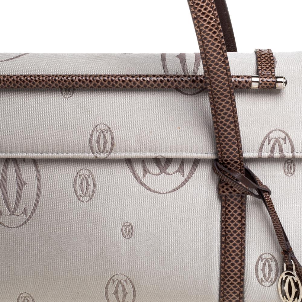 Cartier Grey/Brown Satin Trimmed Happy Birthday Cabochon Flap Bag 3