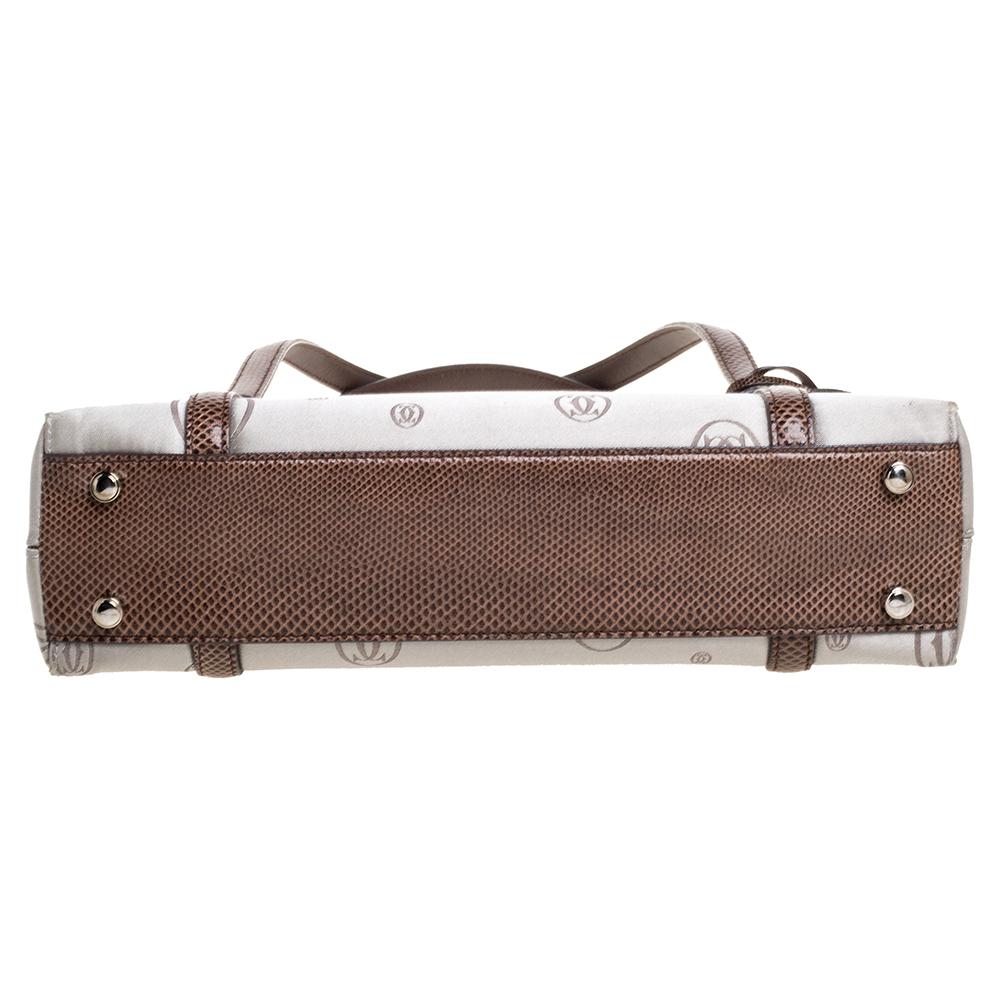 Cartier Grau/Braun Satin getrimmt Happy Birthday Cabochon Flap Tasche 1