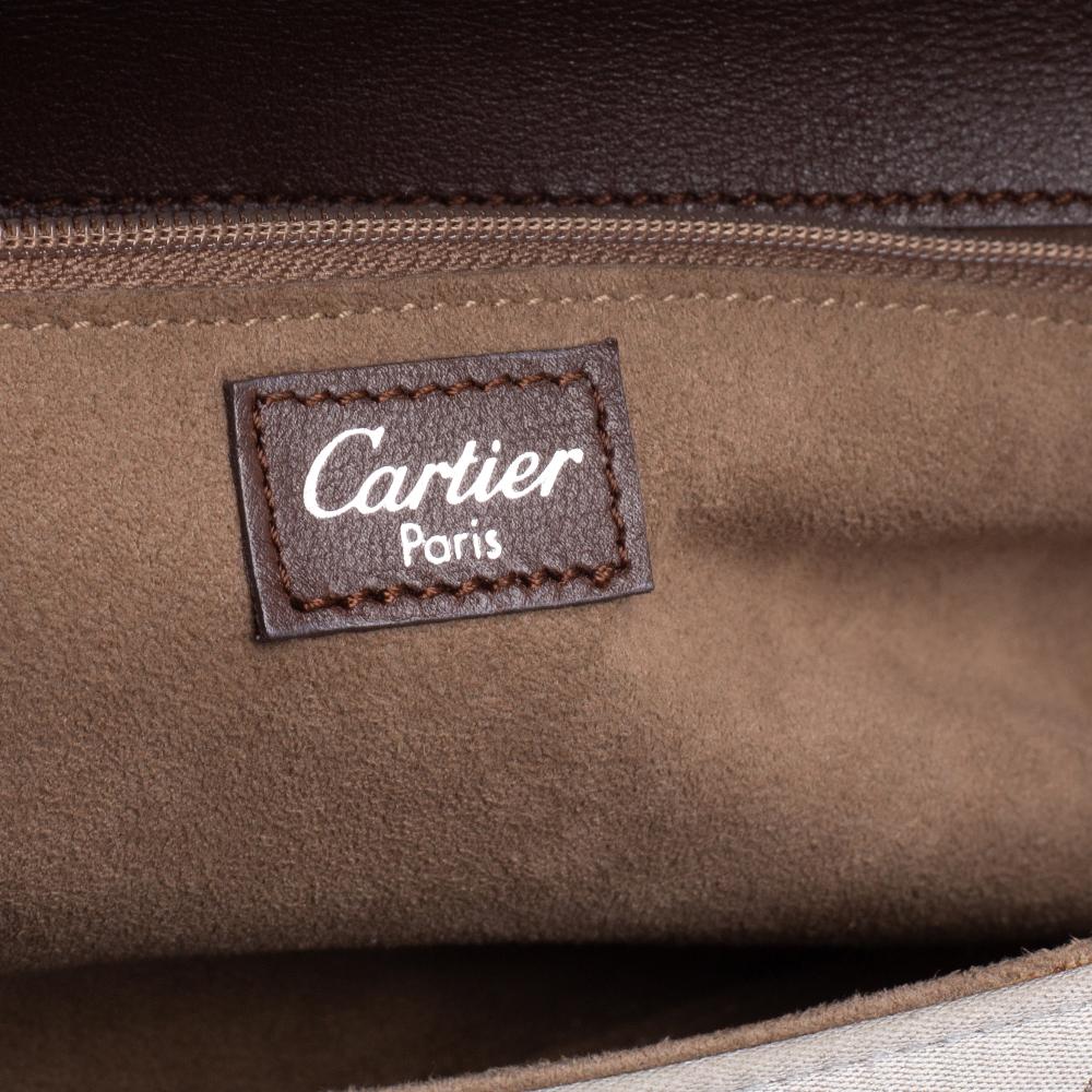 Cartier Grey/Brown Satin Trimmed Happy Birthday Cabochon Flap Bag 2