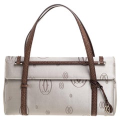 Cartier Grey/Brown Satin Trimmed Happy Birthday Cabochon Flap Bag