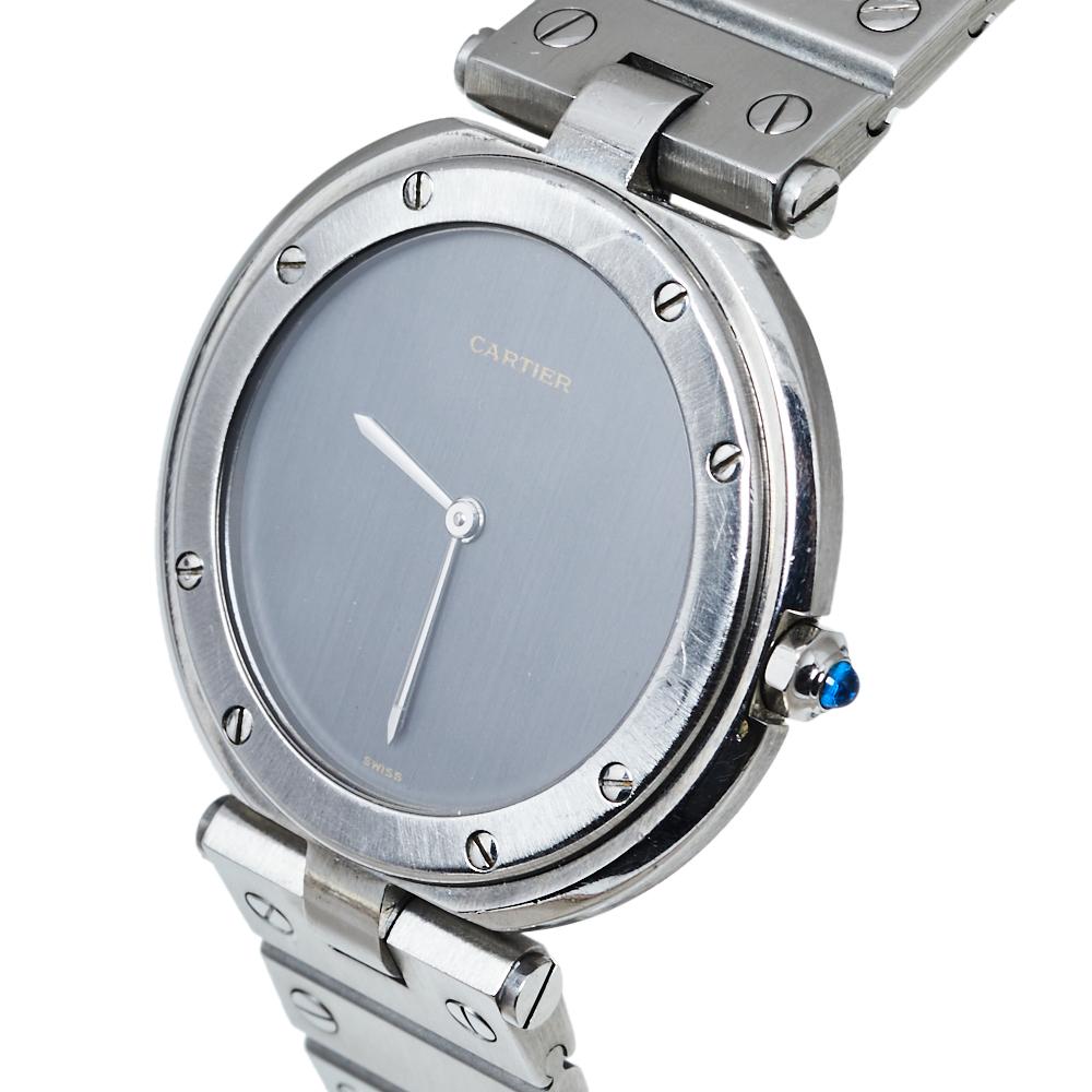 Cartier Grey Stainless Steel Santos Round Women's Wristwatch 32MM 5