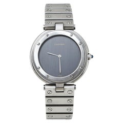 Cartier Grey Stainless Steel Santos Round Women's Wristwatch 32MM