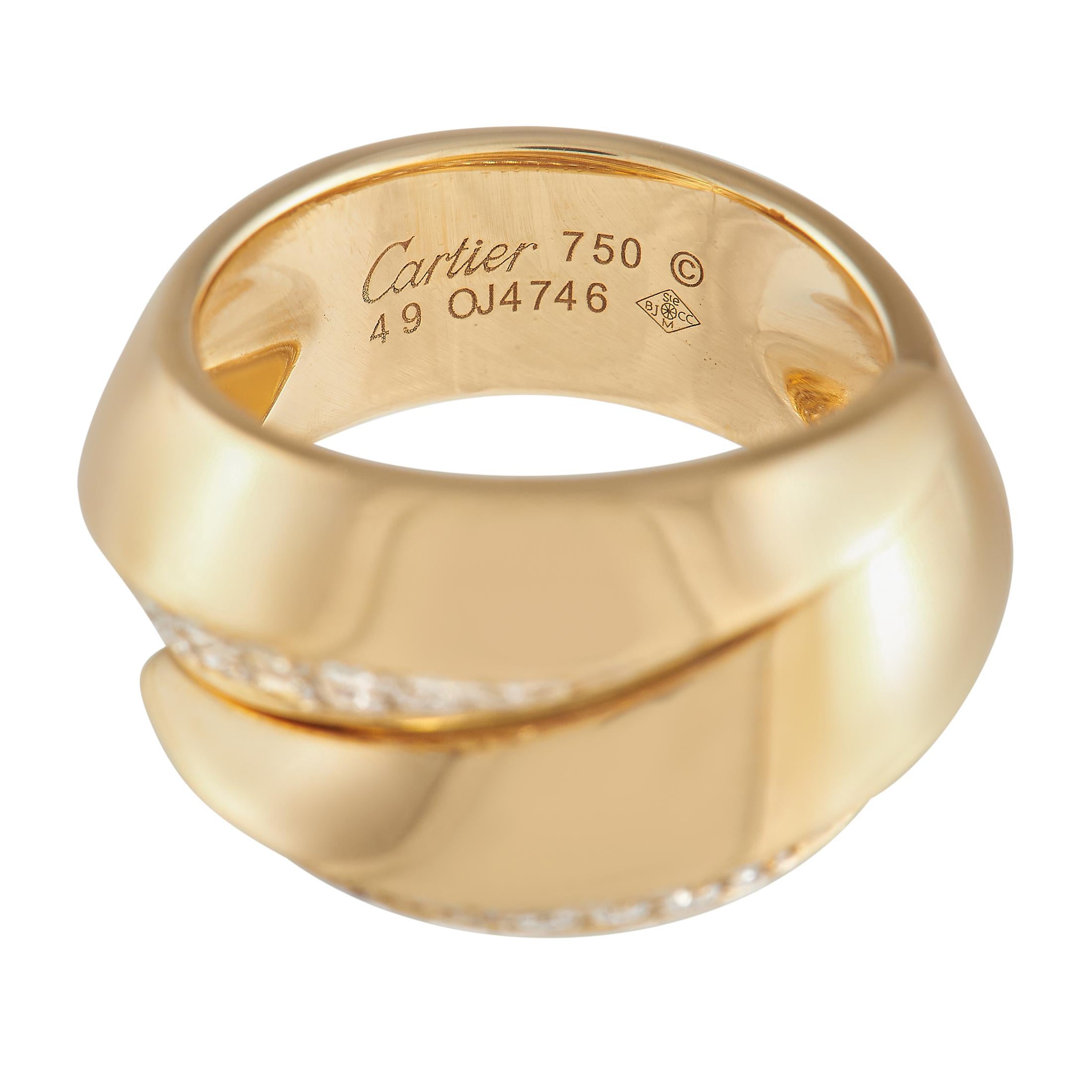 Cartier Griffe 18k Yellow Gold 1.0ct Diamond Ring In Excellent Condition In Southampton, PA