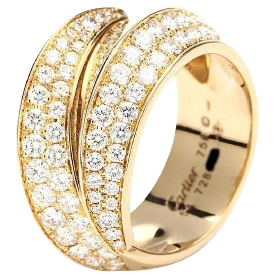 Cartier Griffe Ring 18 Karat Yellow Gold with Diamond For Sale