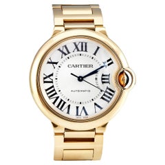 Cartier Montre-bracelet unisexe Guilloche en or jaune 18 carats blanc Ballon Bleu 36 mm