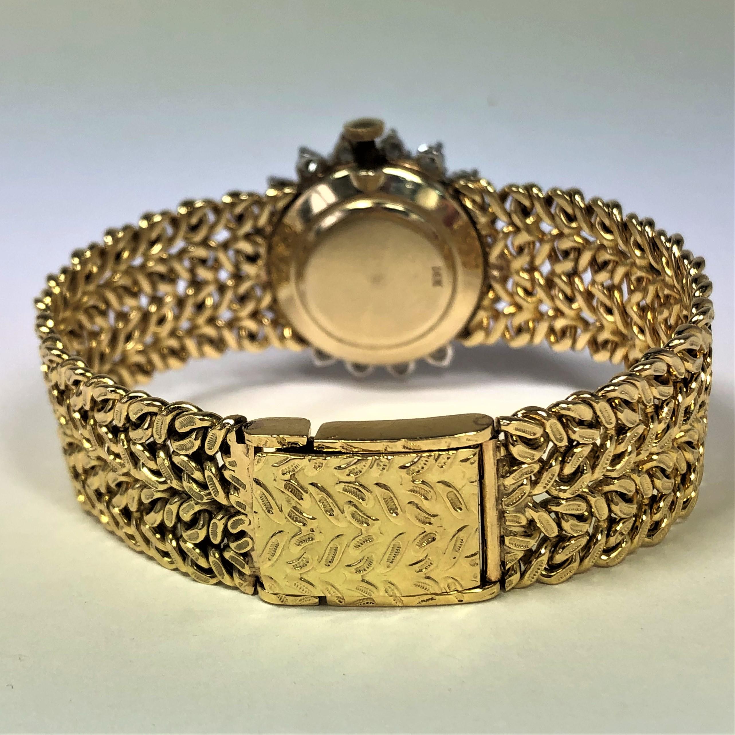 Cartier/Hammerman 1970s Gold Coral Dial Double Diamond Bezel Watch 1