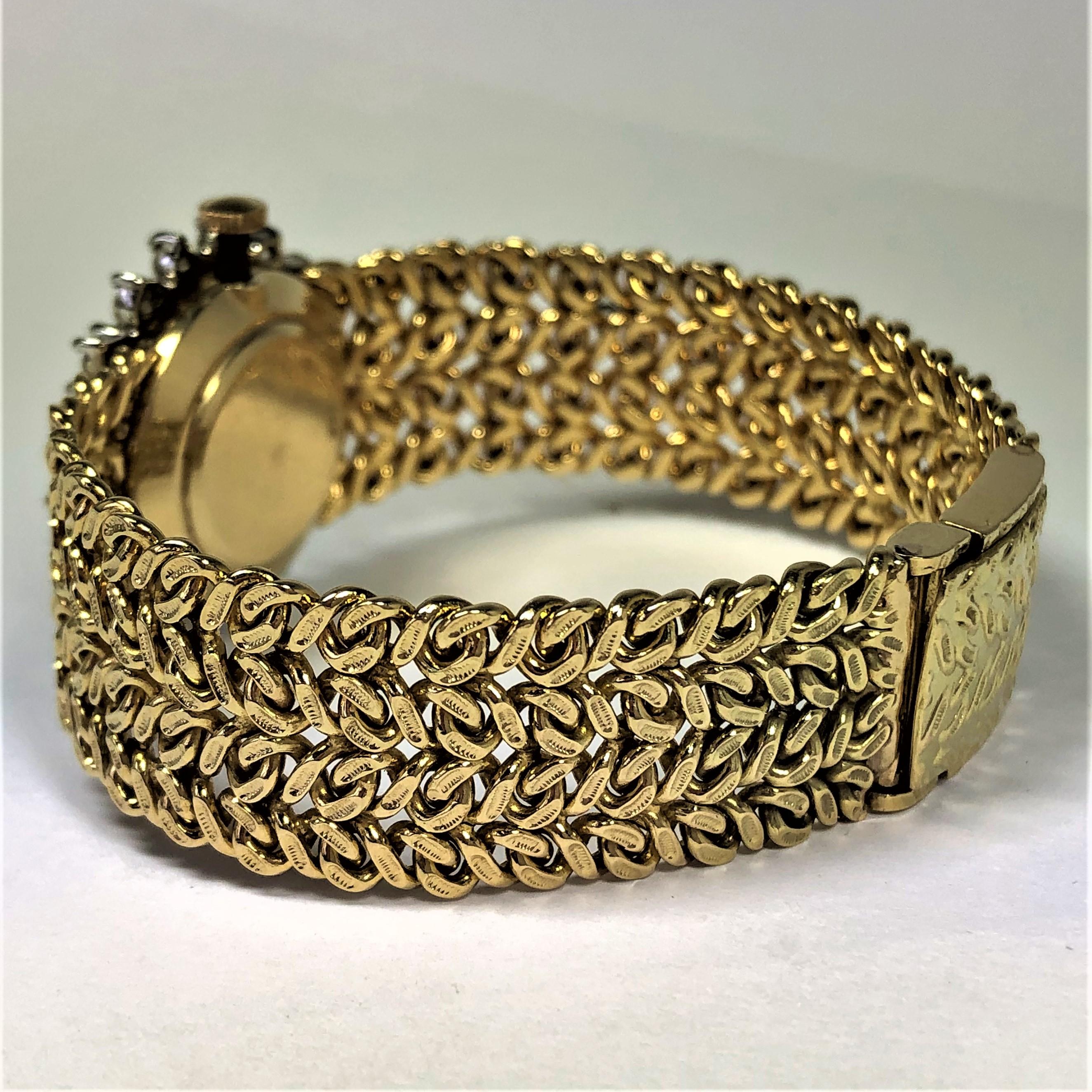 Cartier/Hammerman 1970s Gold Coral Dial Double Diamond Bezel Watch 2
