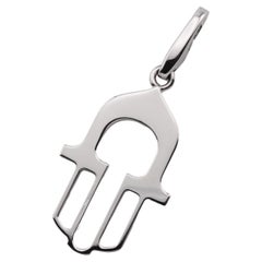 Cartier Hamsa Hand of Fatima 18k White Gold Charm Pendant