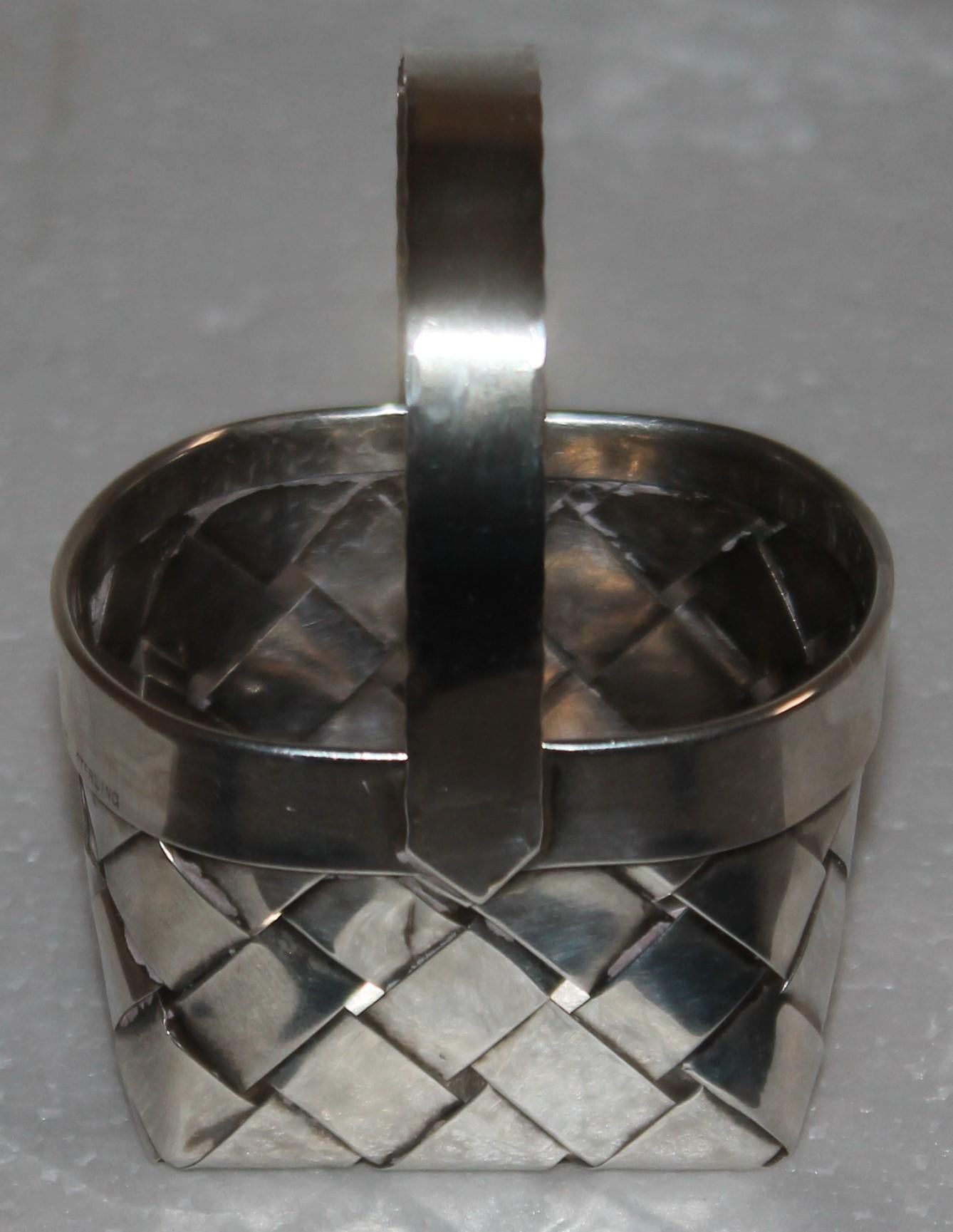 Folk Art Cartier Hand Made Sterling Silver Basket