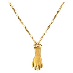 Retro Cartier Hand Pendant Gold Necklace