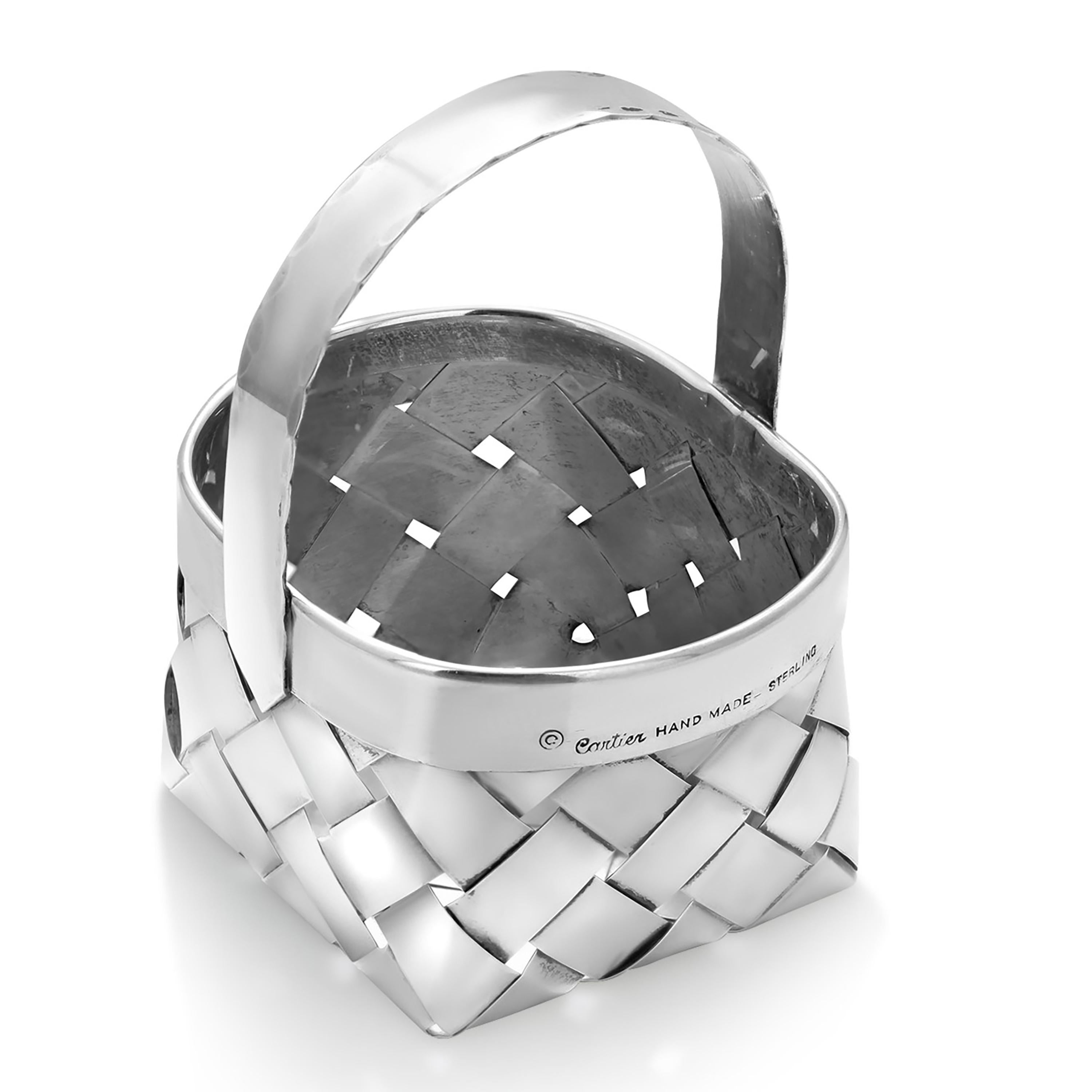Cartier Handmade Sterling Silver Woven Mint Basket 1