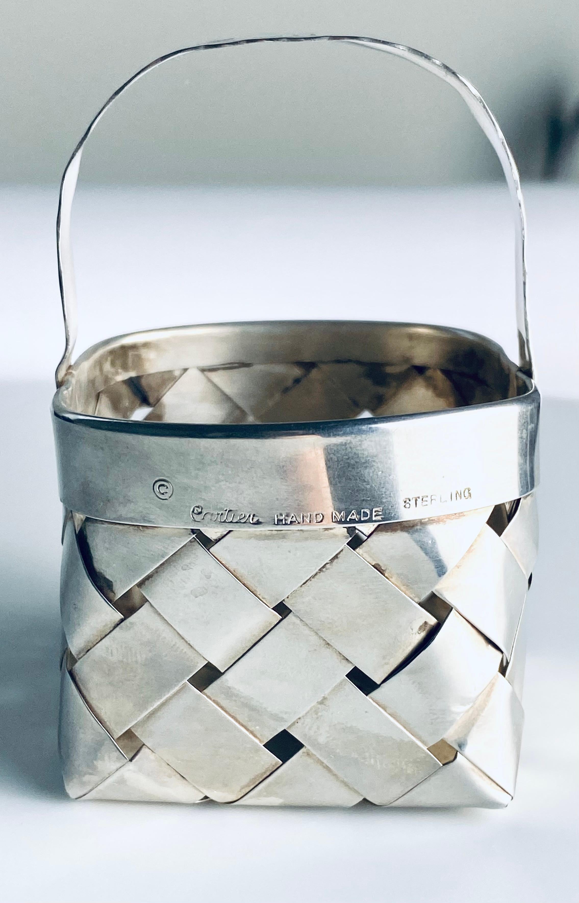 Cartier Handmade Sterling Silver Woven Mint Basket 2