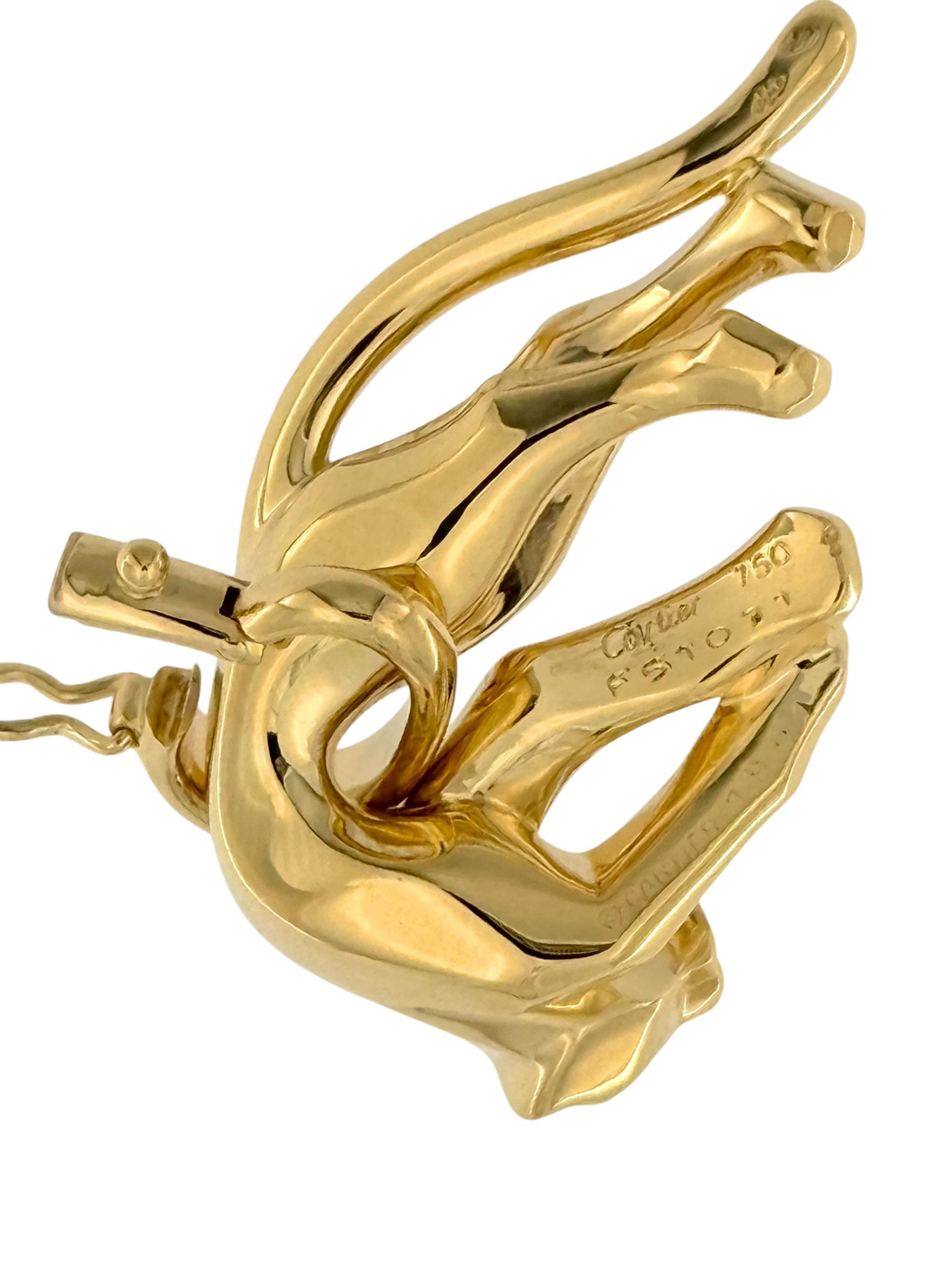 Women's or Men's Cartier Hanging Panther 18karat Yellow Gold Pendant