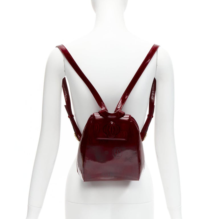 CARTIER Happy Birthday Bordeaux red hard calfskin logo boxy 