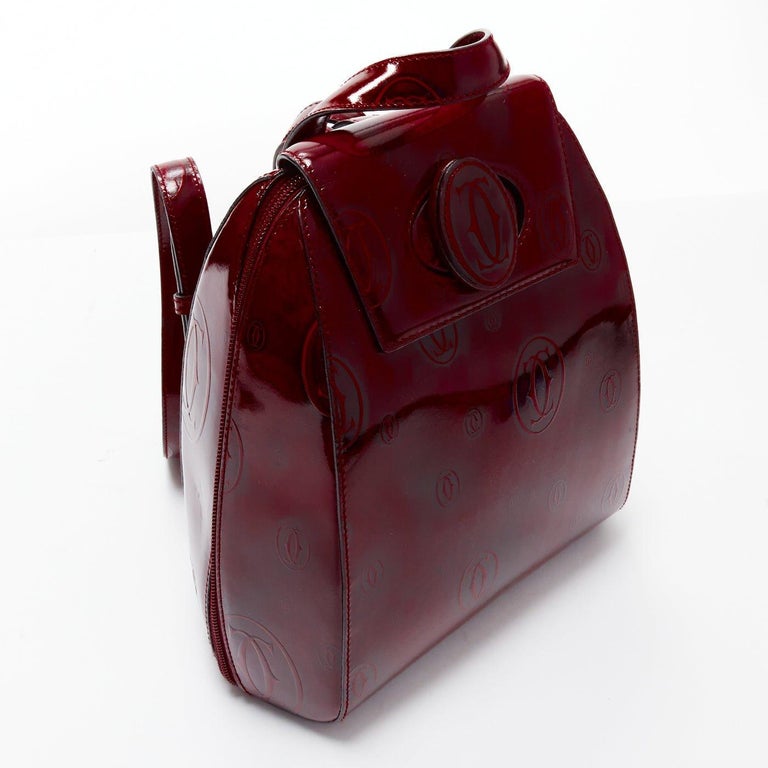 CARTIER Happy Birthday Bordeaux red hard calfskin logo boxy  display picture 2