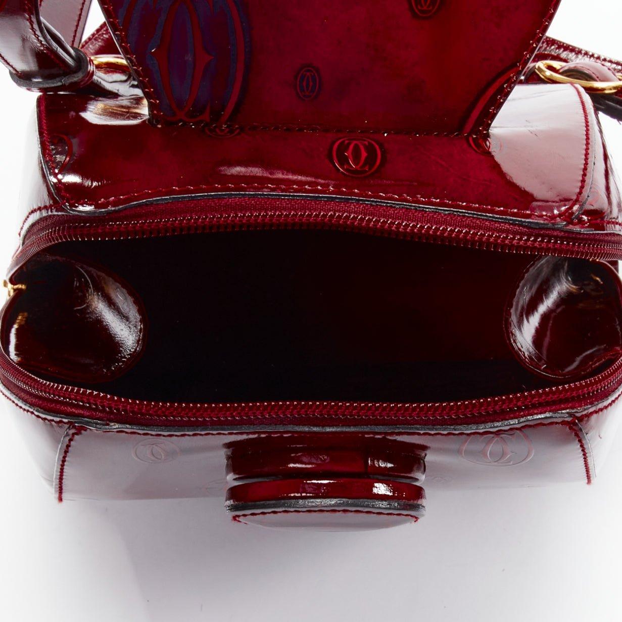 CARTIER Happy Birthday Bordeaux red hard calfskin logo boxy backpack For Sale 3