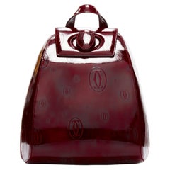 CARTIER Happy Birthday Bordeaux red hard calfskin logo boxy backpack