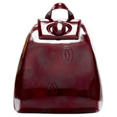 CARTIER Happy Birthday Bordeaux red hard calfskin logo boxy backpack