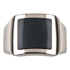 Cartier Hawk's Eye Santos Dumont Men's 18 Karat White Gold Ring