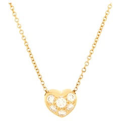 Cartier Heart 6 Diamond Pendant Necklace 18K Yellow Gold with Diamonds