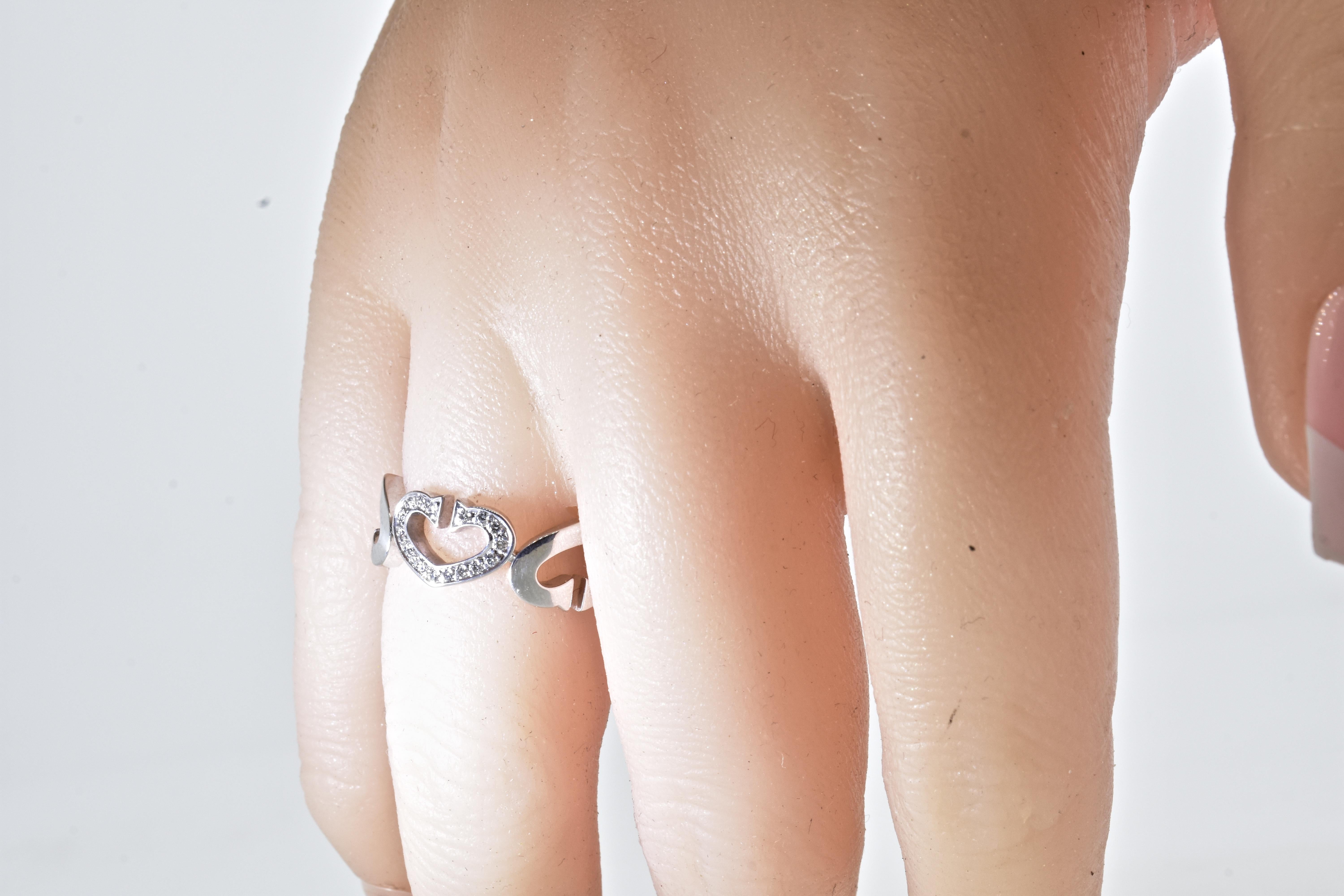 Women's or Men's Cartier Heart and Symbol Diamond 18K White Gold Ring