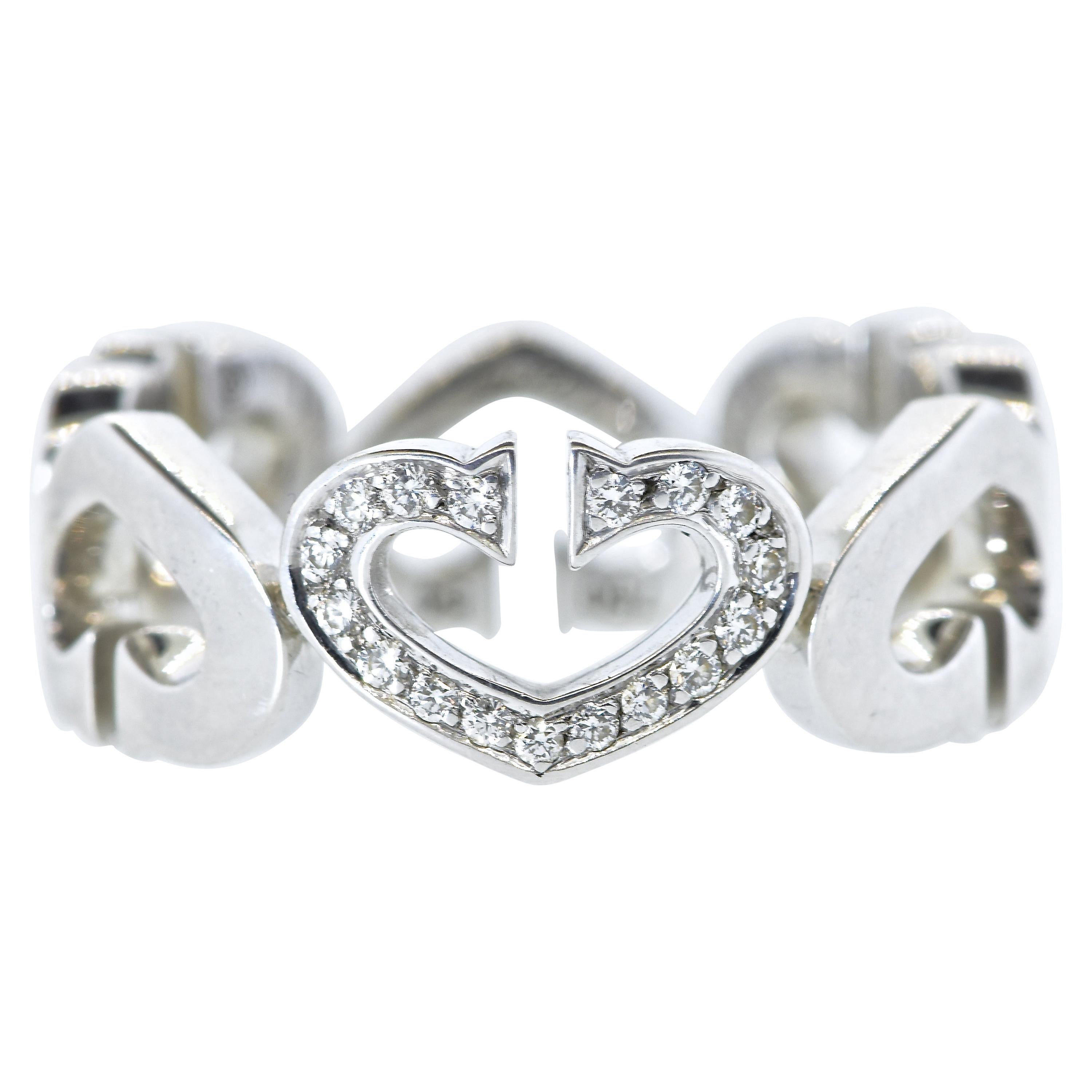 Cartier Ring aus 18 Karat Weißgold mit Herz und Symbol Diamant