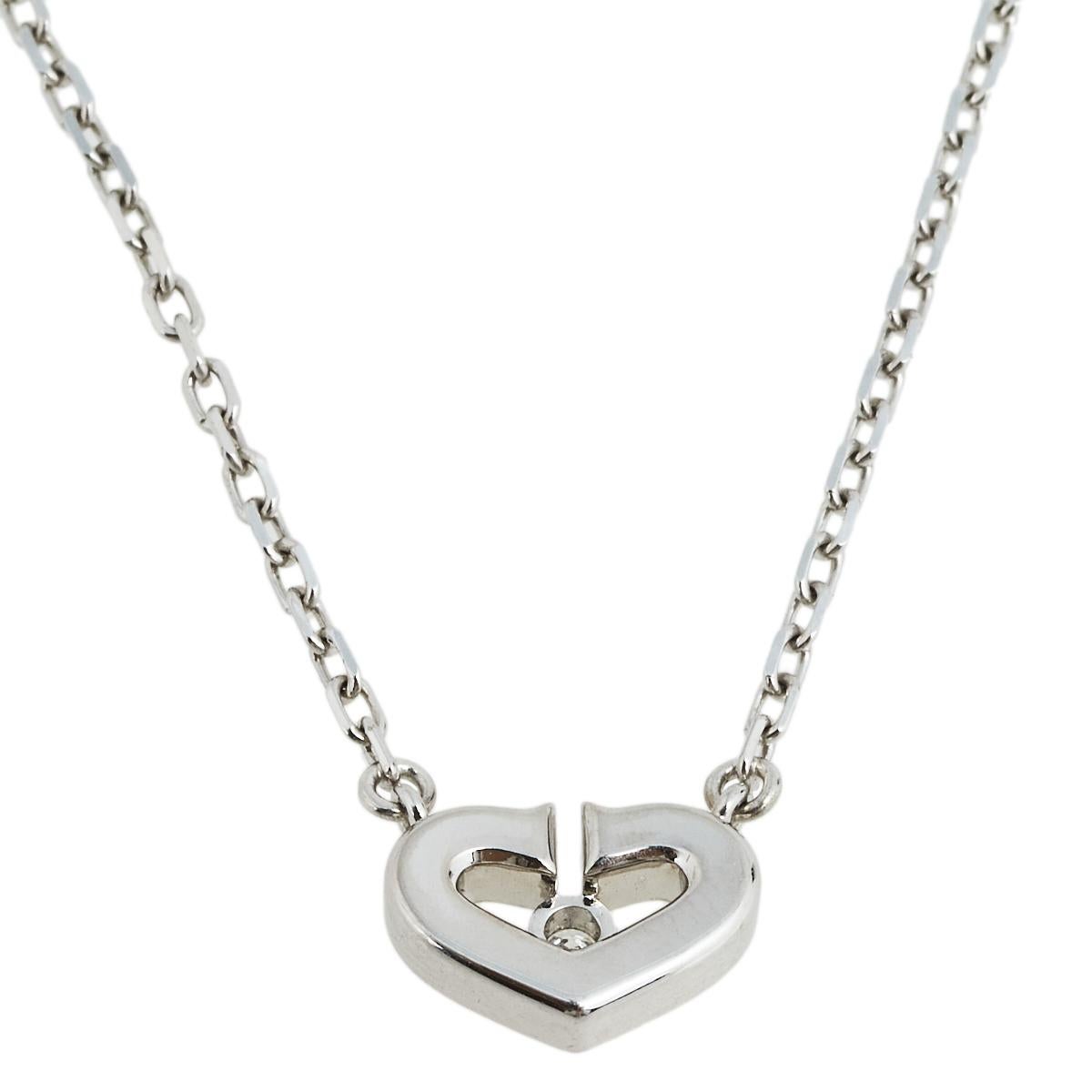 Women's Cartier Heart C 18K White Gold Diamond Necklace