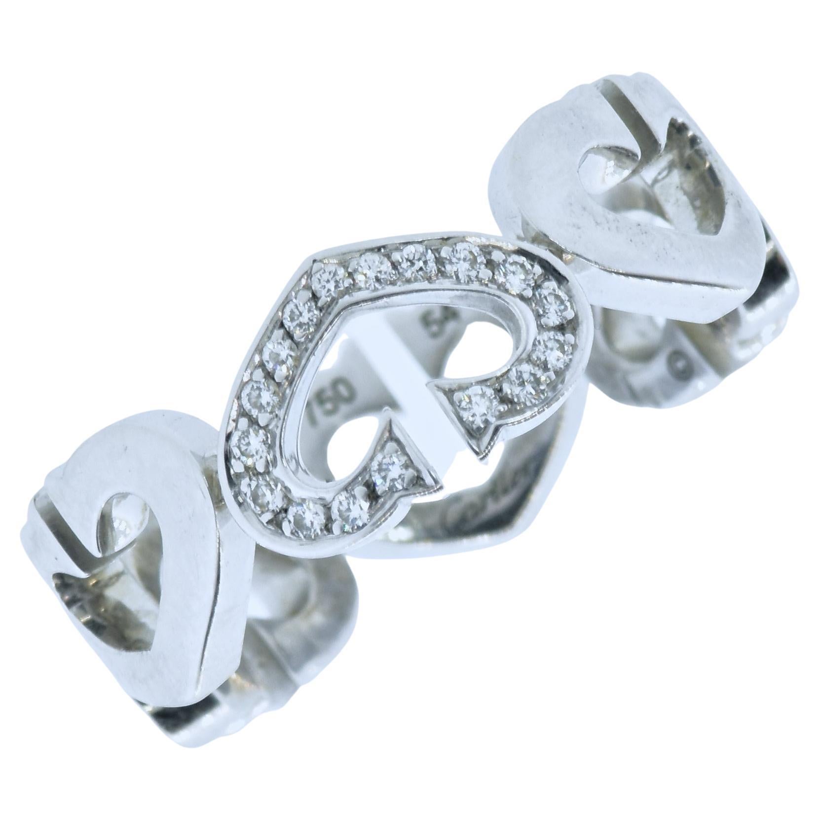 Brilliant Cut Cartier Heart Motif Diamond and 18K White Gold Ring