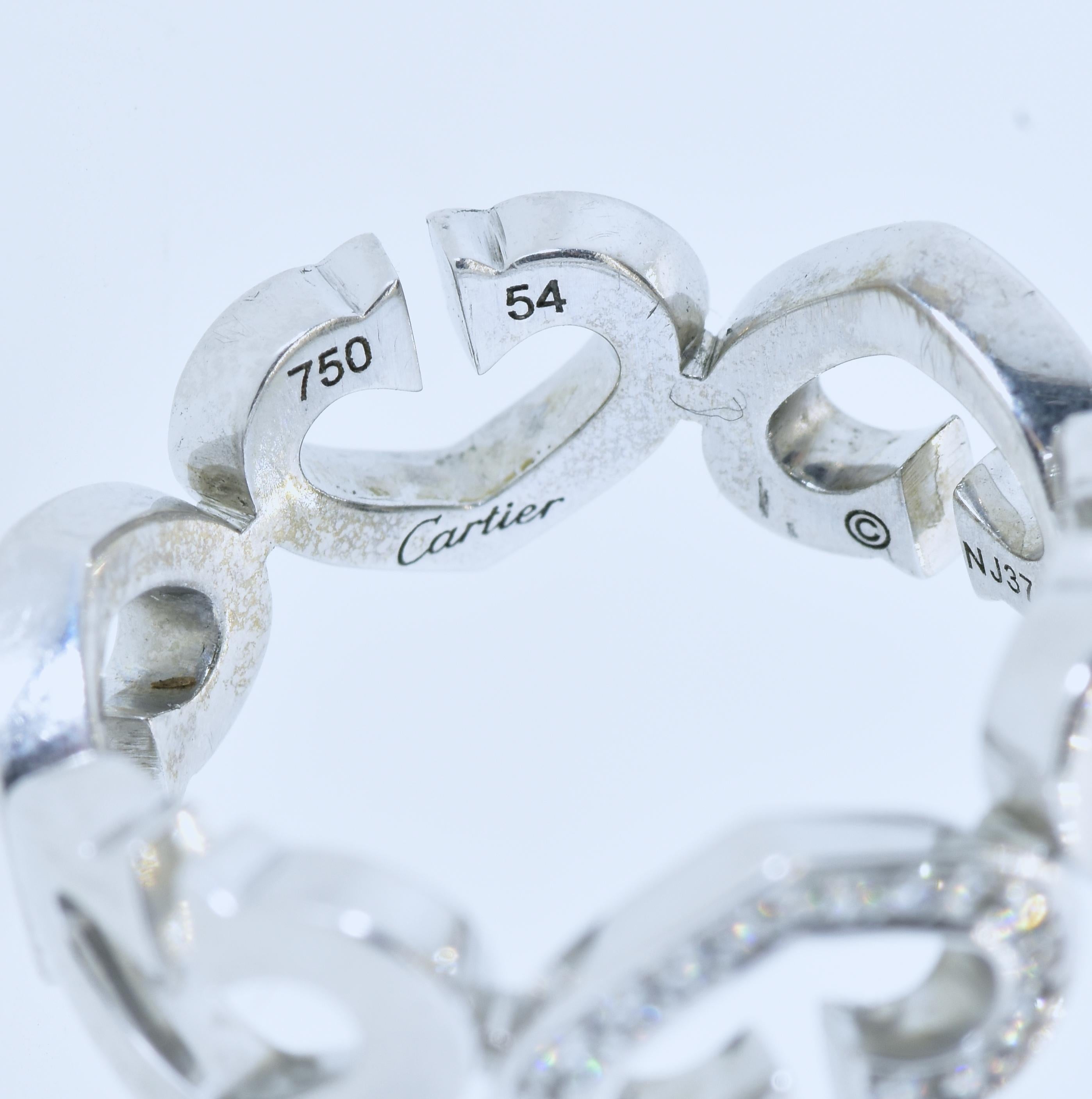 Cartier Heart Motif Diamond and 18K White Gold Ring In Excellent Condition In Aspen, CO
