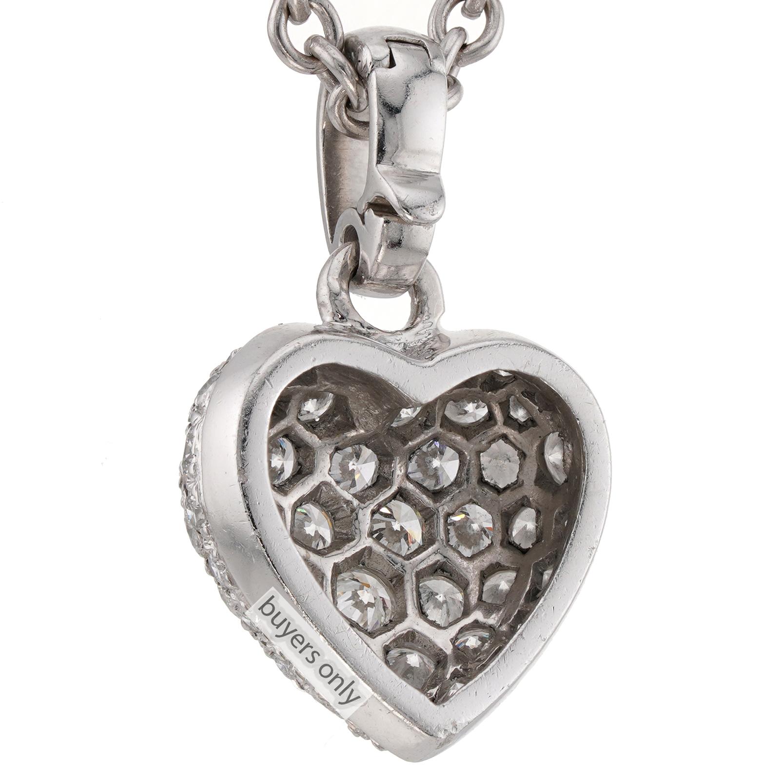 Cartier Ciondolo a forma di cuore con pavé di diamanti in oro bianco 18 carati in vendita 5