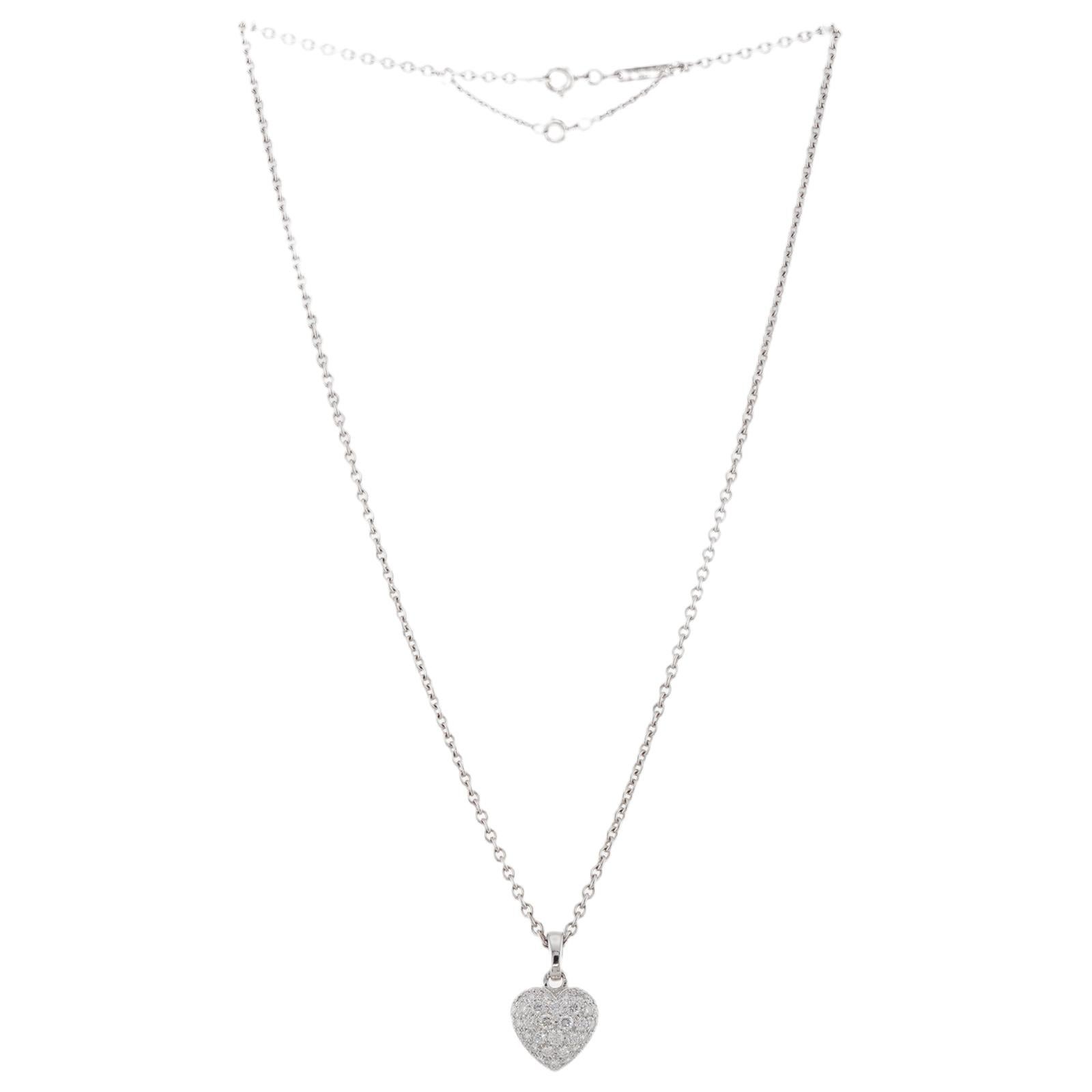 da uomo o donna Cartier Ciondolo a forma di cuore con pavé di diamanti in oro bianco 18 carati in vendita