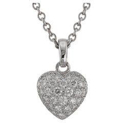 CARTIER Heart Pendant Pave Diamond 18k White Gold Necklace