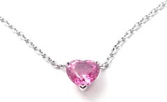 Cartier Heart Shape Pink Sapphire White Gold Pendant Necklace