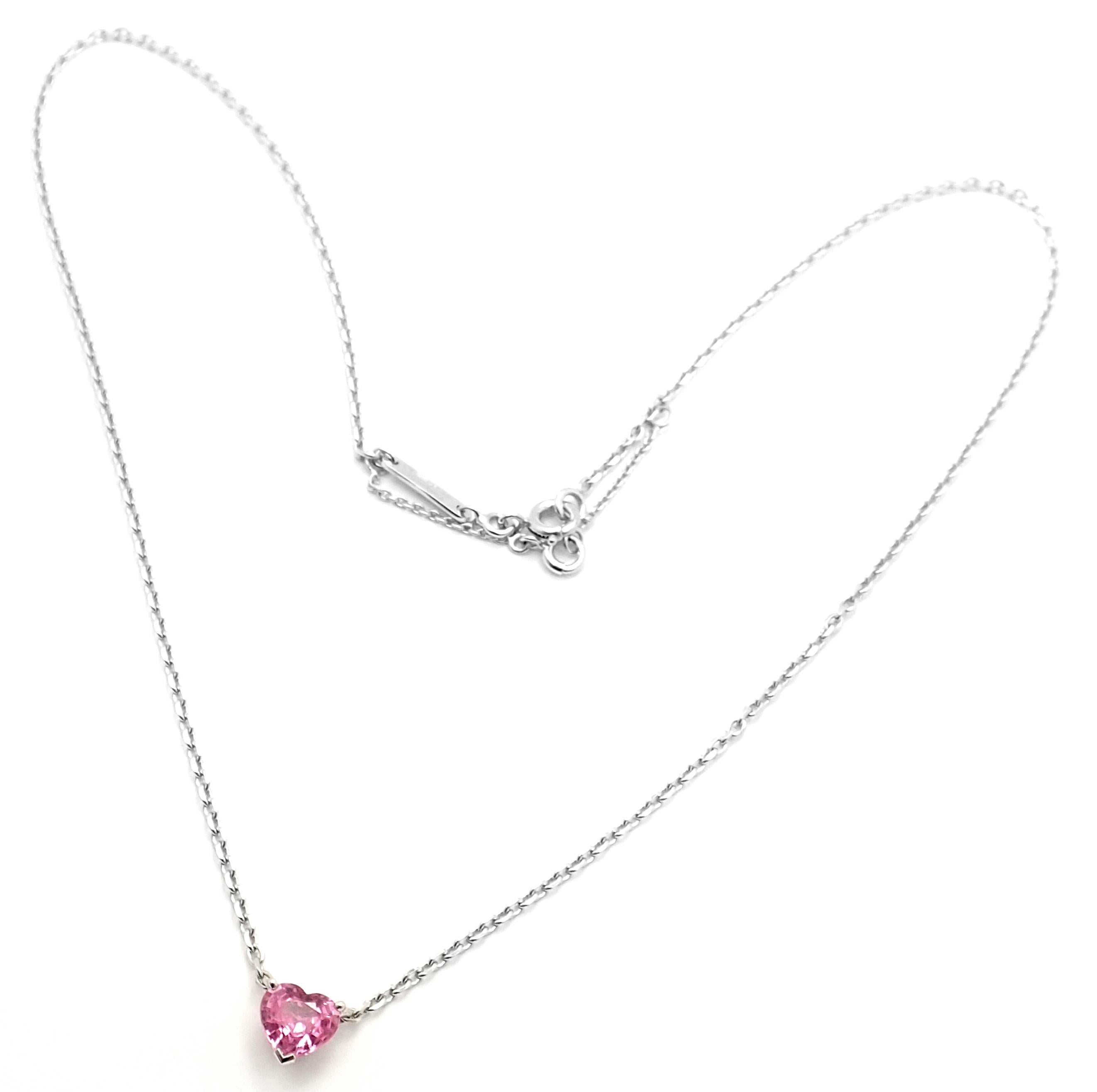 Heart Cut Cartier Heart Shape Pink Sapphire White Gold Pendant Necklace