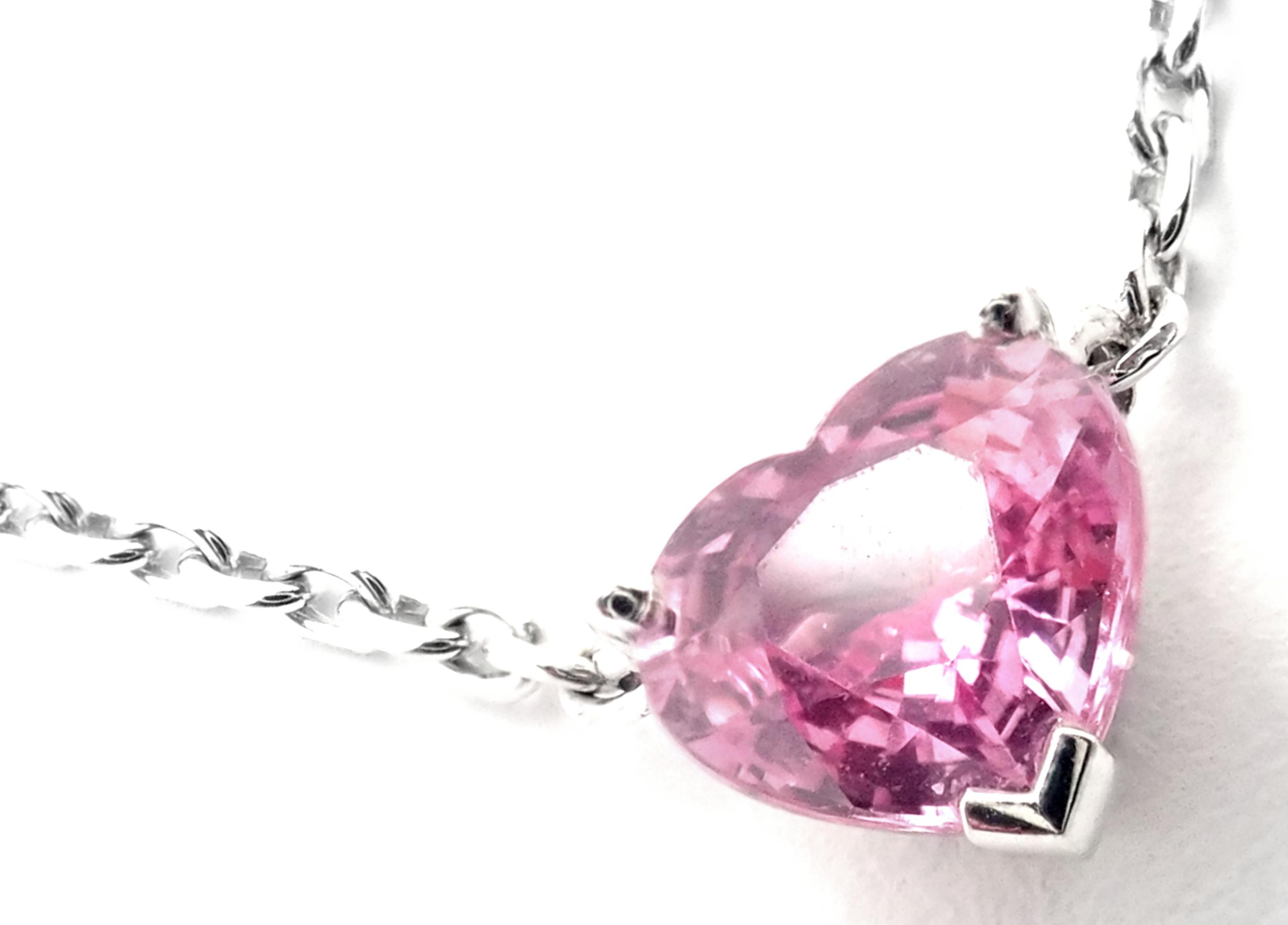 Cartier Heart Shape Pink Sapphire White Gold Pendant Necklace In Excellent Condition In Holland, PA