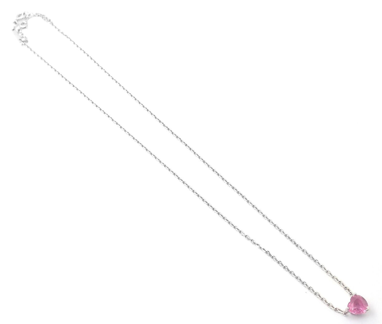 Cartier Heart Shape Pink Sapphire White Gold Pendant Necklace In Excellent Condition In Holland, PA