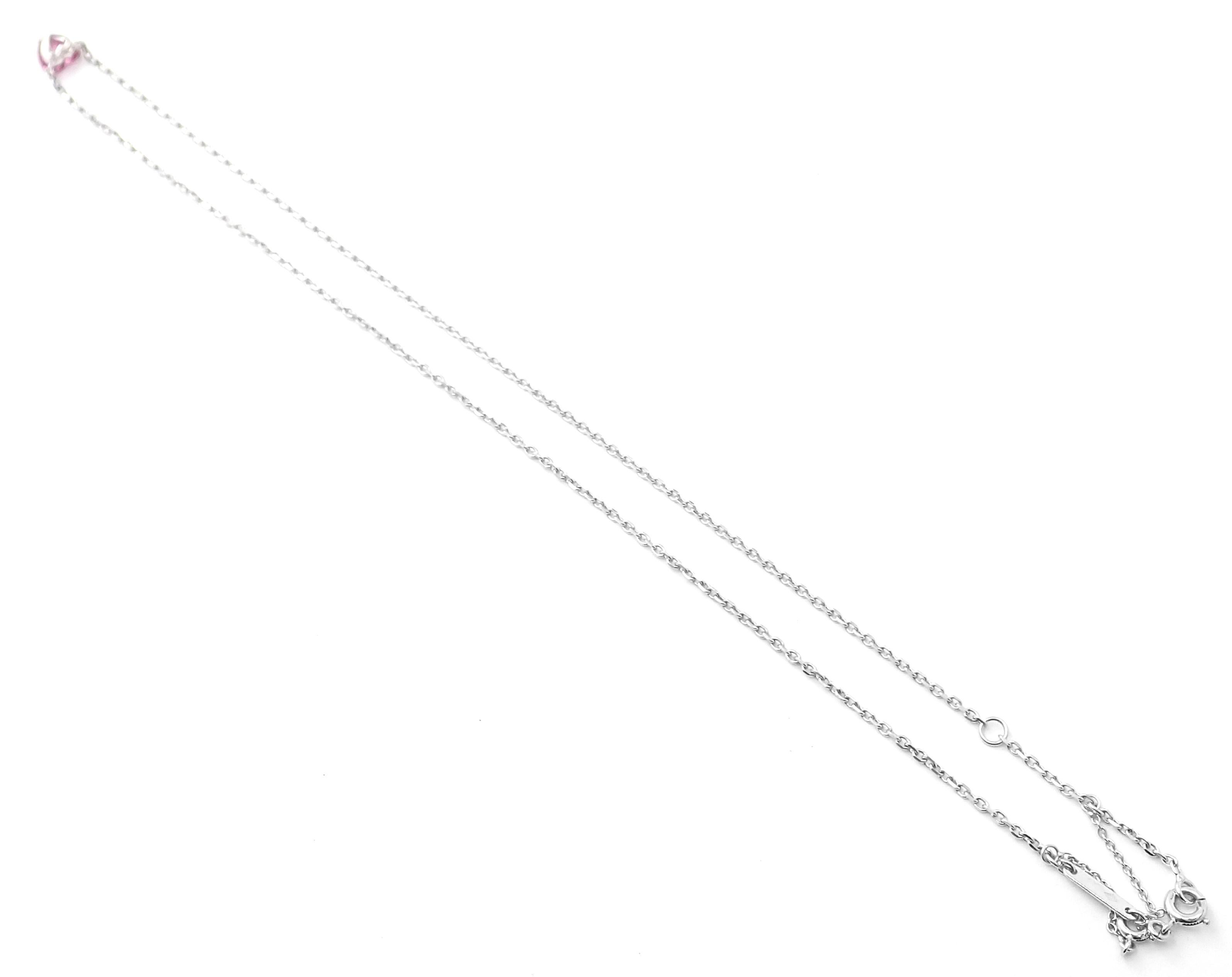 Cartier Heart Shape Pink Sapphire White Gold Pendant Necklace 1