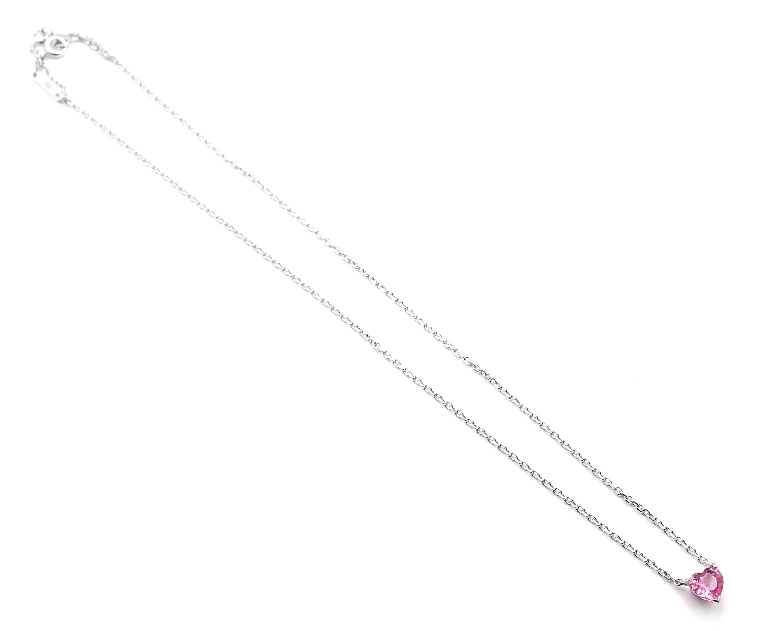 Cartier Heart Shape Pink Sapphire White Gold Pendant Necklace 4