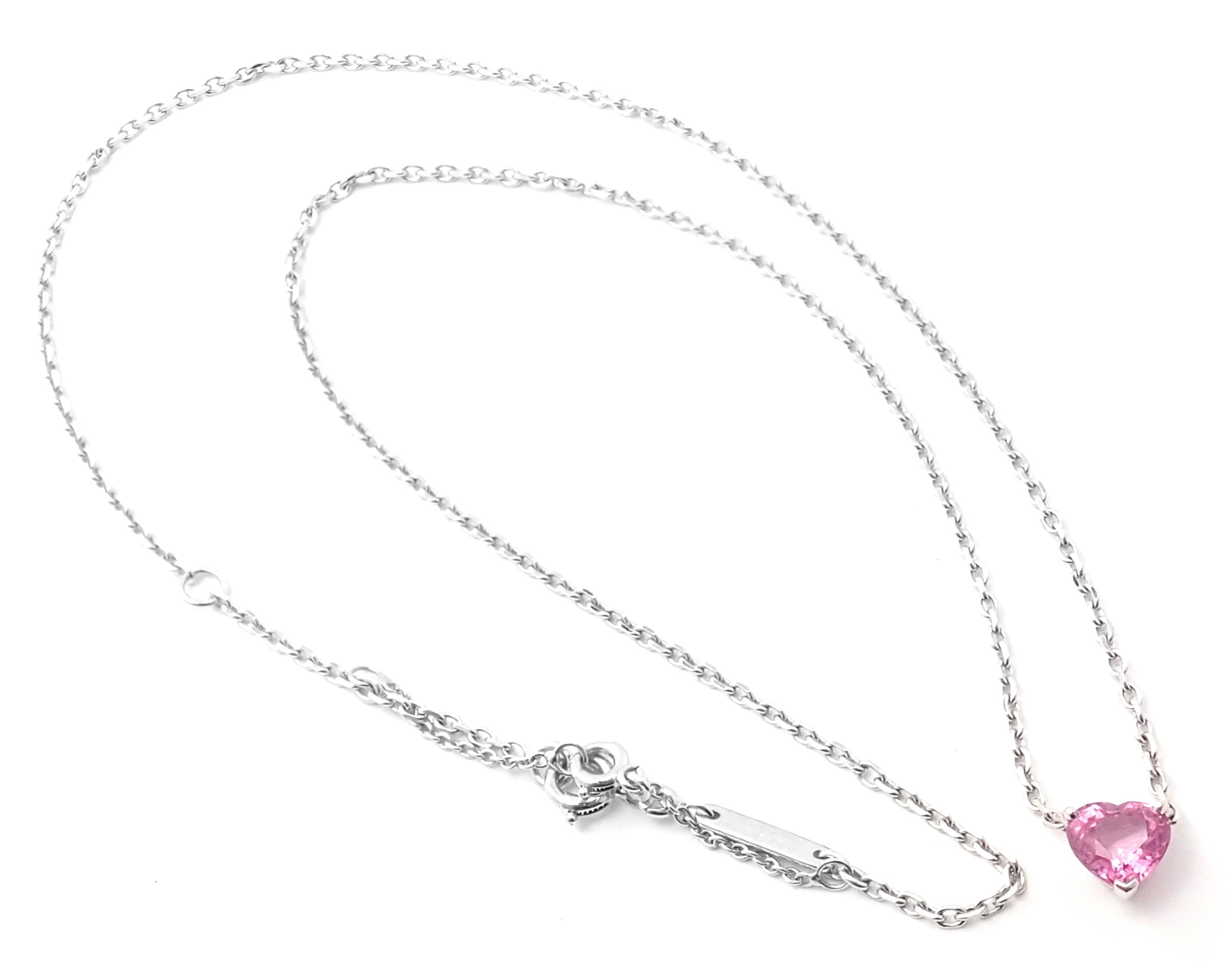 Cartier Heart Shape Pink Sapphire White Gold Pendant Necklace 2