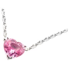 Cartier Heart Shape Pink Sapphire White Gold Pendant Necklace