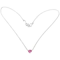 Cartier Heart Shape Pink Sapphire White Gold Pendant Necklace