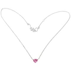 Cartier Collier pendentif en or blanc et saphir rose en forme de cœur