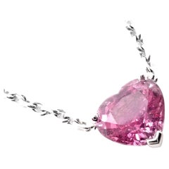 Cartier Heart Shape Pink Sapphire White Gold Pendant Necklace