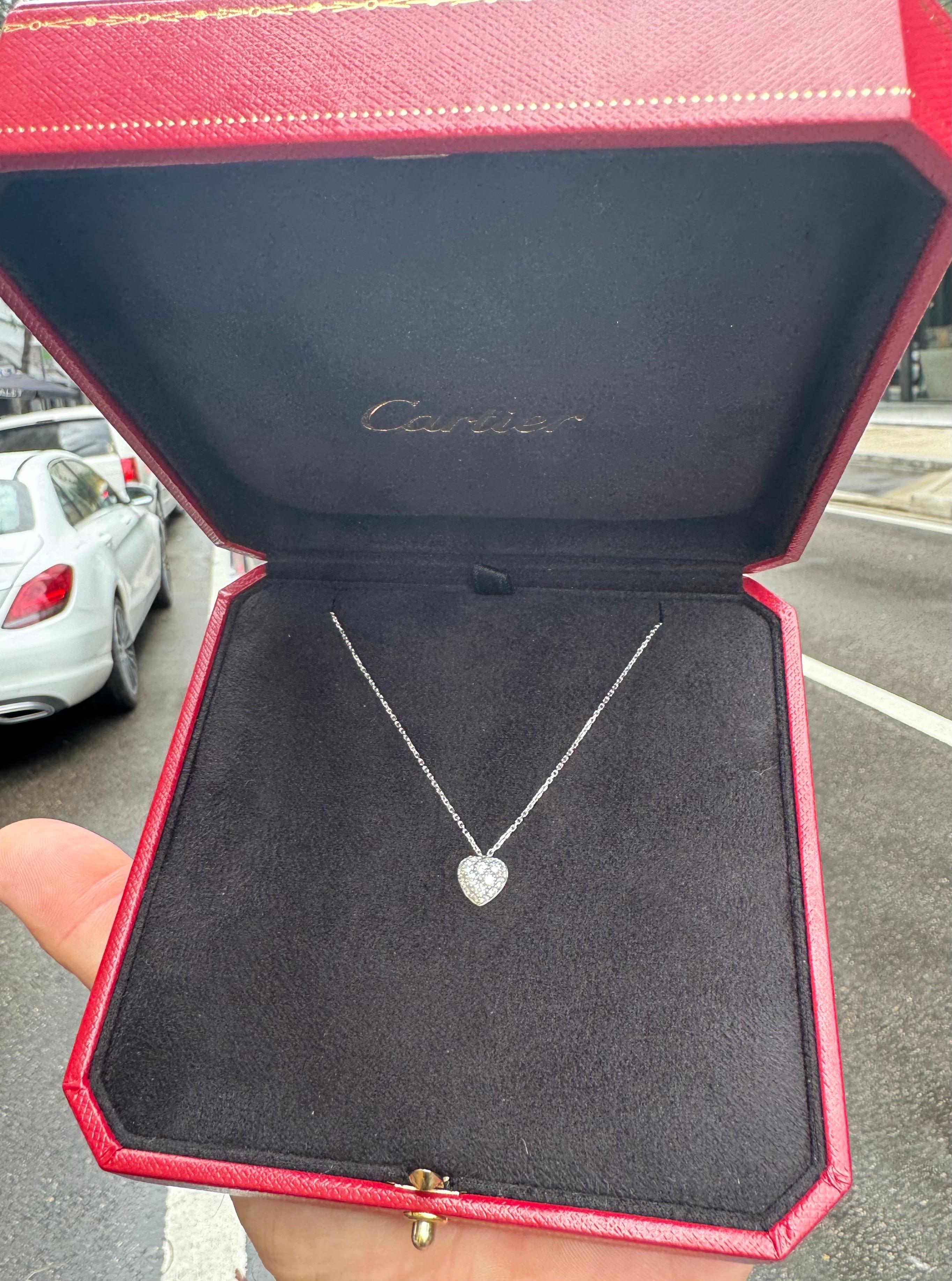 da uomo o donna Cartier Ciondolo a forma di cuore con pavé di diamanti in oro bianco 18 carati in vendita